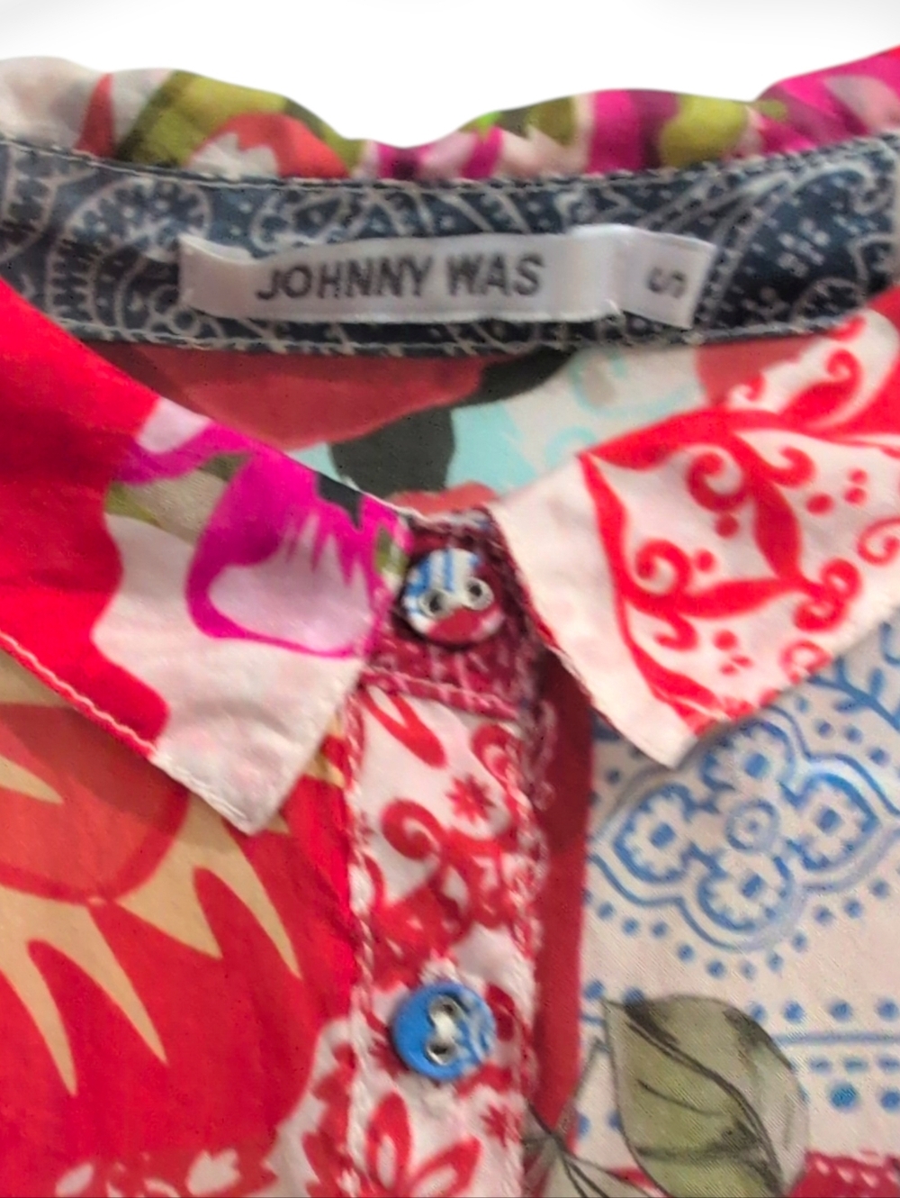 Johnny Was Tango Boho Calliope Button-Up Silk Shirt Small - Picture 9 of 9